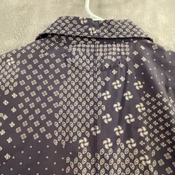 pd&c Men’s S Western Blue White Long Sleeve Button Up Dual Pocket Casual Shirt - Picture 12 of 13